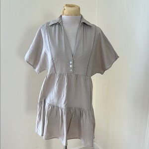 Zara XS beige XS mini dress with tonal lace inserts.